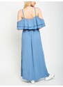 Yups Maxi dress with flounces at the neckline blue