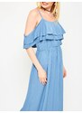 Yups Maxi dress with flounces at the neckline blue