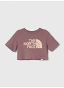 Dětské bavlněné tričko The North Face G S/S CROP EASY TEE růžová barva