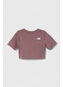 Dětské bavlněné tričko The North Face G S/S CROP EASY TEE růžová barva