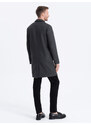 Ombre Clothing Pánský lehký jednořadý kabát - grafitový V5 OM-COWC-0104