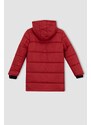 DEFACTO Boy Plush Lined Hooded Long Coat