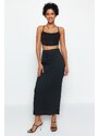 Trendyol Black Maxi High Waist Flexible Knitted Skirt