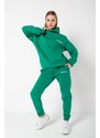 Know Women's Green California Printed Oversized No Pocket Bottoms, Tracksuits Set