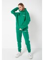 Know Women's Green California Printed Oversized No Pocket Bottoms, Tracksuits Set