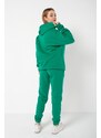 Know Women's Green California Printed Oversized No Pocket Bottoms, Tracksuits Set