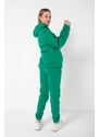 Know Women's Green California Printed Oversized No Pocket Bottoms, Tracksuits Set