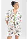 DEFACTO Coool Oversize Fit Pajama Collar Short Sleeve Shirt
