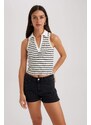 DEFACTO Slim Fit Striped Camisole Polo Collar Undershirt