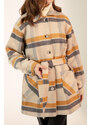 Lafaba Women's Mustard Checkered Coat