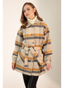 Lafaba Women's Mustard Checkered Coat