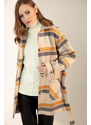 Lafaba Women's Mustard Checkered Coat