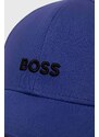 Bavlněná baseballová čepice BOSS fialová barva, s aplikací