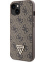 Ochranný kryt s crossbody popruhem pro iPhone 15 - Guess, 4G Strass Triangle Metal Logo Brown