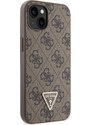Ochranný kryt s crossbody popruhem pro iPhone 15 - Guess, 4G Strass Triangle Metal Logo Brown