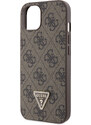 Ochranný kryt s crossbody popruhem pro iPhone 15 - Guess, 4G Strass Triangle Metal Logo Brown