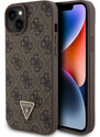 Ochranný kryt na iPhone 15 PLUS - Guess, 4G Strass Triangle Metal Logo Brown