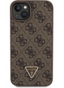 Ochranný kryt na iPhone 15 PLUS - Guess, 4G Strass Triangle Metal Logo Brown