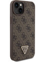 Ochranný kryt na iPhone 15 PLUS - Guess, 4G Strass Triangle Metal Logo Brown