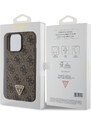 Ochranný kryt na iPhone 15 Pro MAX - Guess, 4G Strass Triangle Metal Logo Brown