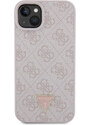 Ochranný kryt na iPhone 15 PLUS - Guess, 4G Strass Triangle Metal Logo Pink