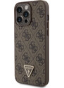 Ochranný kryt na iPhone 15 Pro MAX - Guess, 4G Strass Triangle Metal Logo Brown