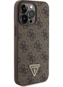 Ochranný kryt na iPhone 15 Pro MAX - Guess, 4G Strass Triangle Metal Logo Brown