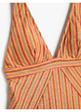 Koton Covered Glitter Swimsuit V-Neck Adjustable Straps