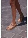 Madamra Mink Women's Double Straped Puffy Sandals
