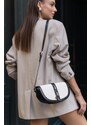 Madamra Black-Cream Women's Contrast Design Crossbody Bag