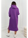 Fashionweek Dámské šaty mikinové Italské teplákové dlouhé zateplené šaty s kapucí K7009