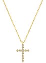 Pozlacený stříbrný náhrdelník s křížkem zdobeným zirkony - Meucci SYN021