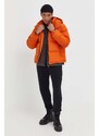 Péřová bunda Tommy Jeans pánská, oranžová barva, zimní