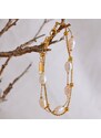 GRACE Jewellery Dvojitý náramek s přírodní perlou Rozália, chirurgická ocel