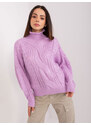 Fashionhunters Světle fialový oversize svetr s nabíranými rukávy
