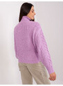 Fashionhunters Světle fialový oversize svetr s nabíranými rukávy