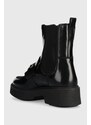 Kožené kotníkové boty Tommy Hilfiger TH HARDWARE LOAFER BOOT dámské, černá barva, na plochém podpatku, FW0FW07317