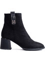 GOODIN Black classic suede heeled ankle boots Shelvt