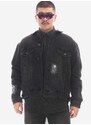 Džínová bunda KSUBI Cropped pánská, černá barva, přechodná, oversize, MPS23JK002-black