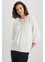 DEFACTO Square Neck Regular Fit Long Sleeve Blouse