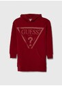 Dívčí šaty Guess vínová barva, mini