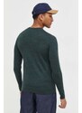 Vlněný svetr Superdry pánský, zelená barva, lehký