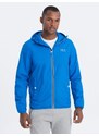 Ombre Clothing Pánská větrovka s kapucí a kontrastními detaily - modrá V1 OM-JANP-0110