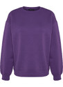 Trendyol Purple Oversize/Comfortable fit Basic Crew Neck Thick/Polarized Knitted Sweatshirt