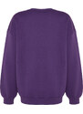 Trendyol Purple Oversize/Comfortable fit Basic Crew Neck Thick/Polarized Knitted Sweatshirt