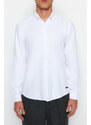 Trendyol White Slim Fit Leather Accessory Shirt