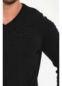 Lafaba Men's Black V-Neck Basic Knitwear Sweater