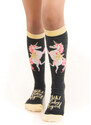 Mushi Unicorn Girls Kids Knee High Socks Black