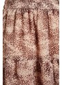 Trendyol Beige Floral Lined Flounce Chiffon Mini Woven Skirt