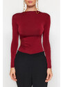 Trendyol Burgundy Knitted Window/Cut Out Detailed Body